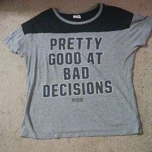 PINK Victoria's Secret Black and Gray Tee